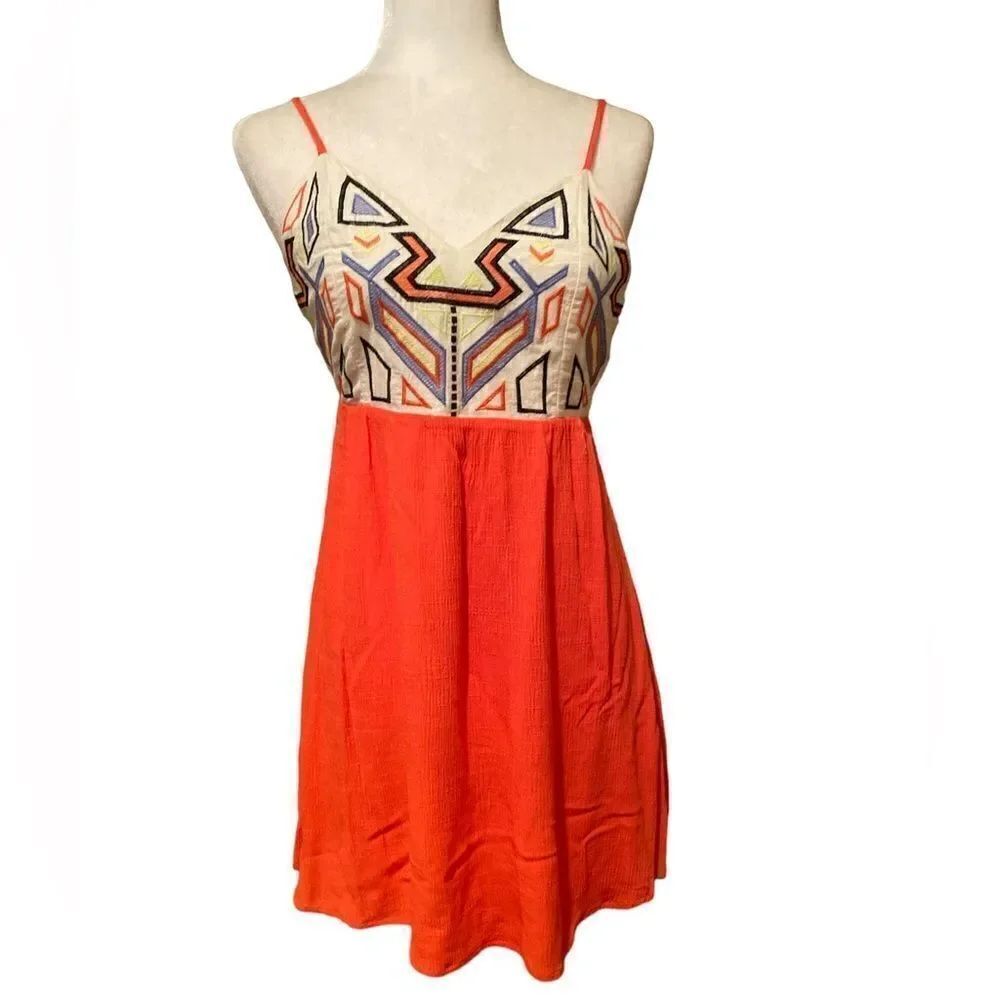 Flying Tomato Embroidered Spaghetti Strap Dress MIDI Size Medium